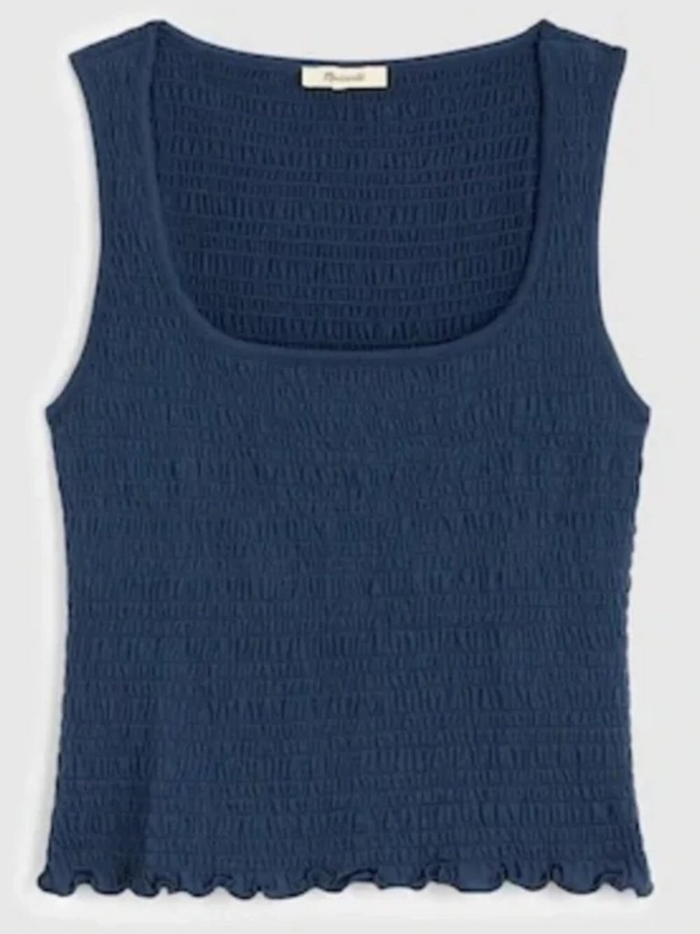 Madewell Blue Scoop Neck Sleeveless Smocked Tank M NWT